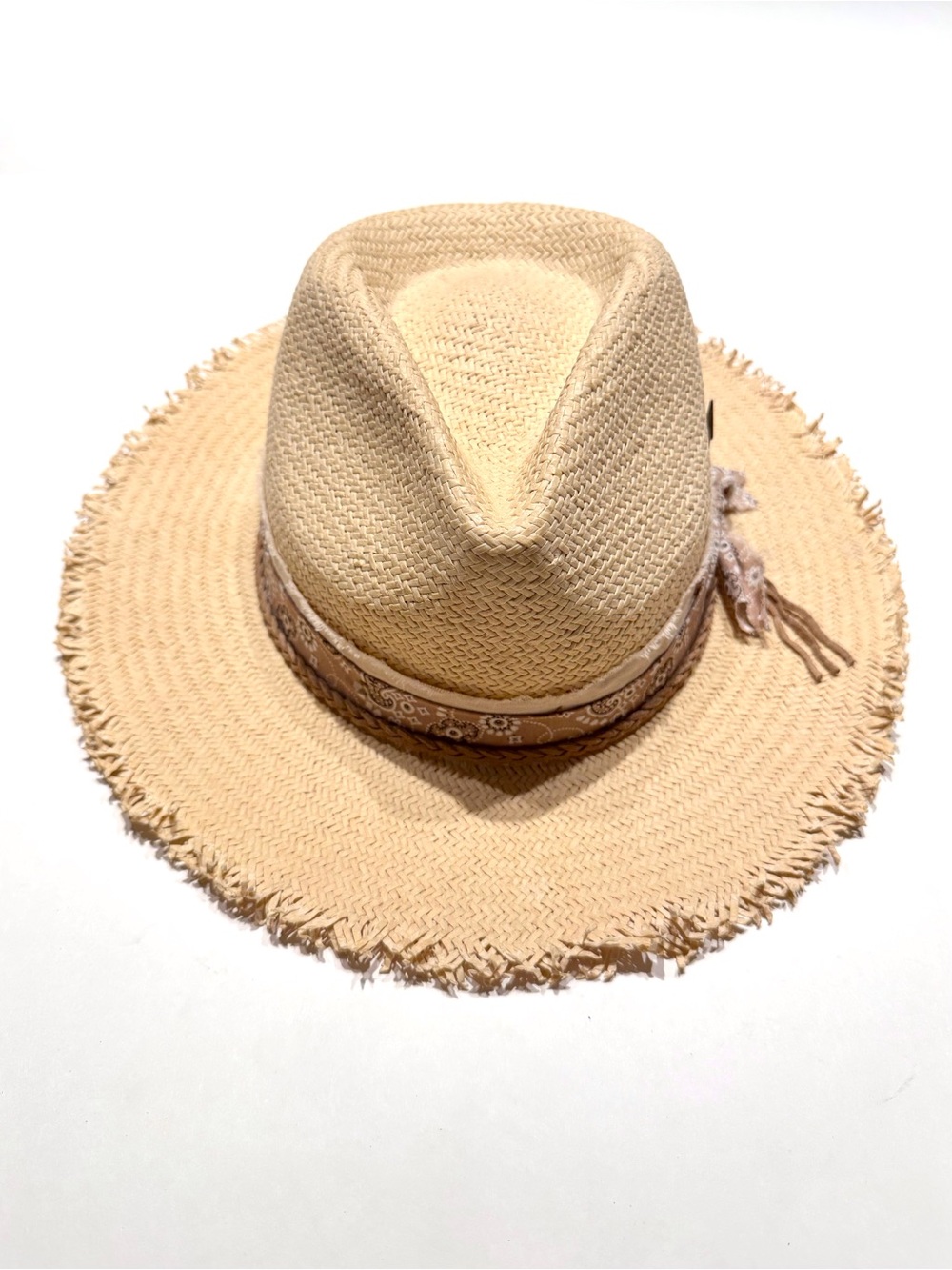Straw Western Cowboy or Beach Hat with Metal Arrow